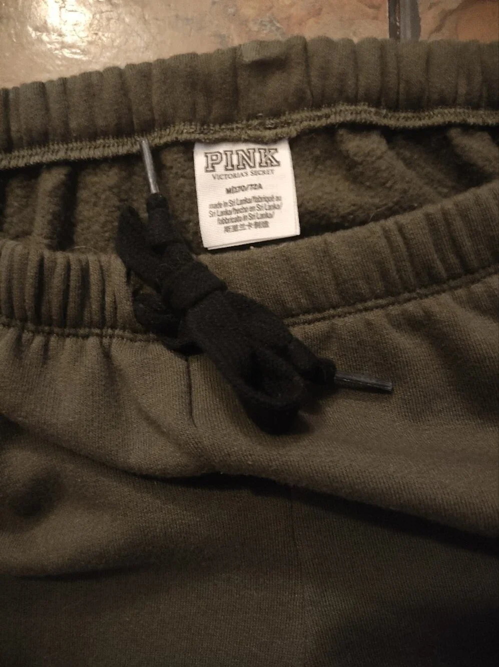 PINK Victoria's Secret Olive & Gray Sequin Logo Jogger Set